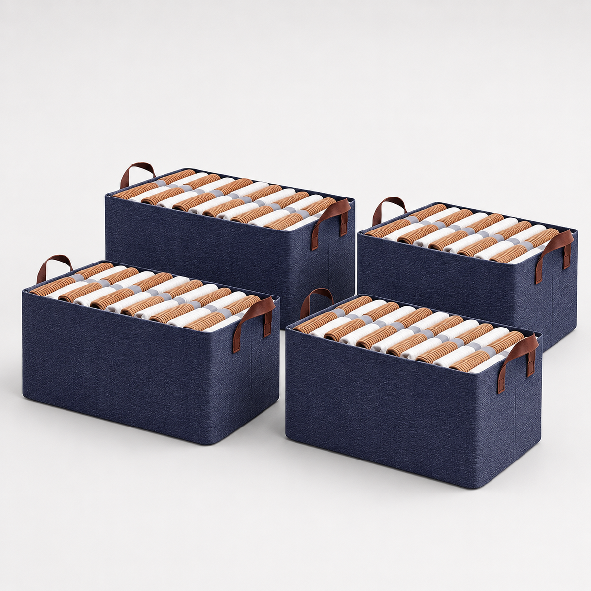Collapsible Fabric Storage Cubes Organizer (Blue)
