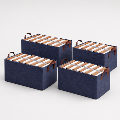 Collapsible Fabric Storage Cubes Organizer (Blue)