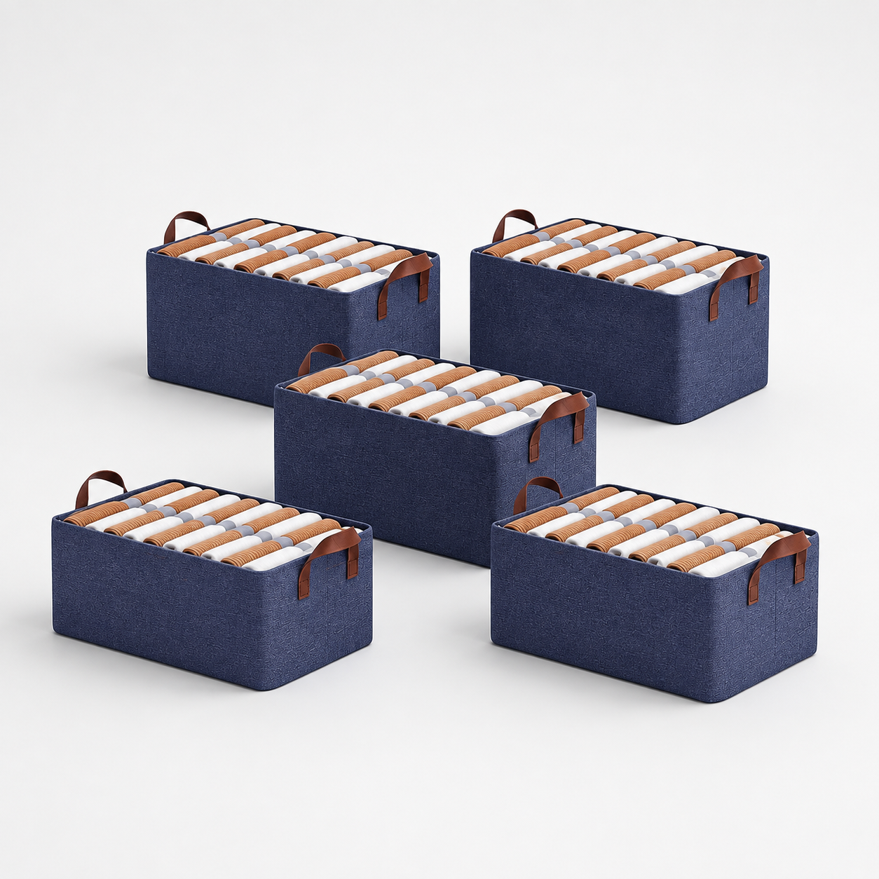 Collapsible Fabric Storage Cubes Organizer (Blue)