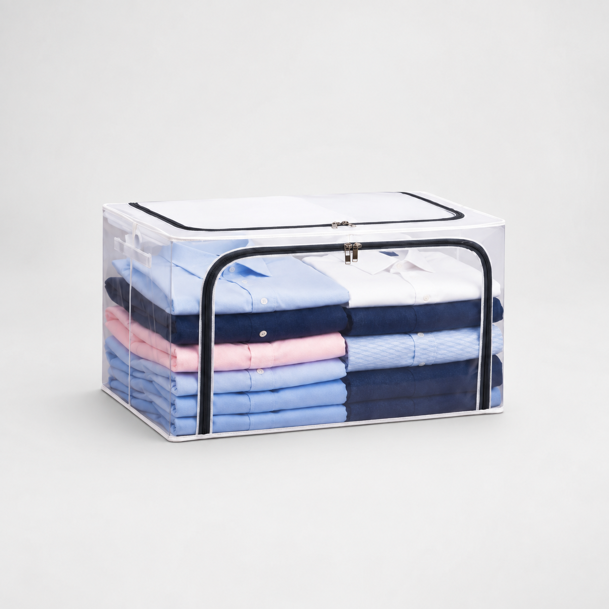 Polycotton Clothes Storage Organizer Bins (Transparent, 24L-1 Pc)