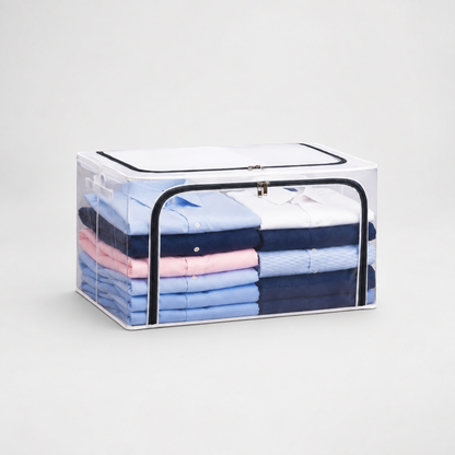 Polycotton Clothes Storage Organizer Bins (Transparent, 24L-1 Pc)