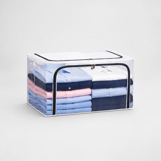 Polycotton Clothes Storage Organizer Bins (Transparent, 24L-1 Pc)