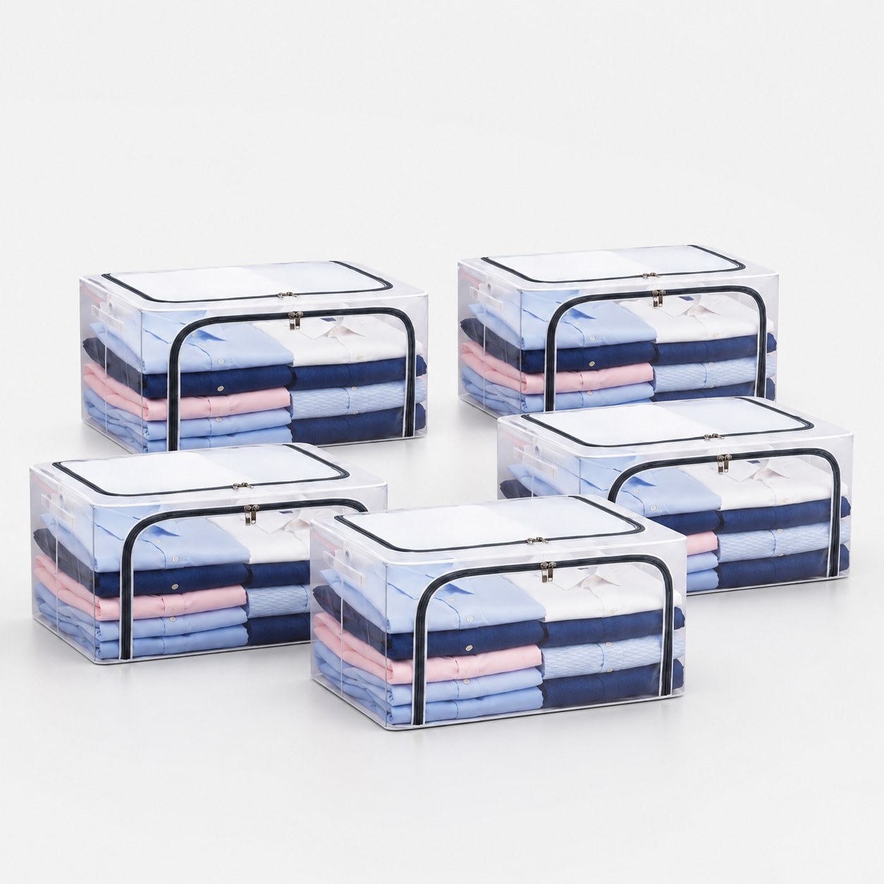 Polycotton Clothes Storage Organizer Bins (Transparent, 24L-1 Pc)