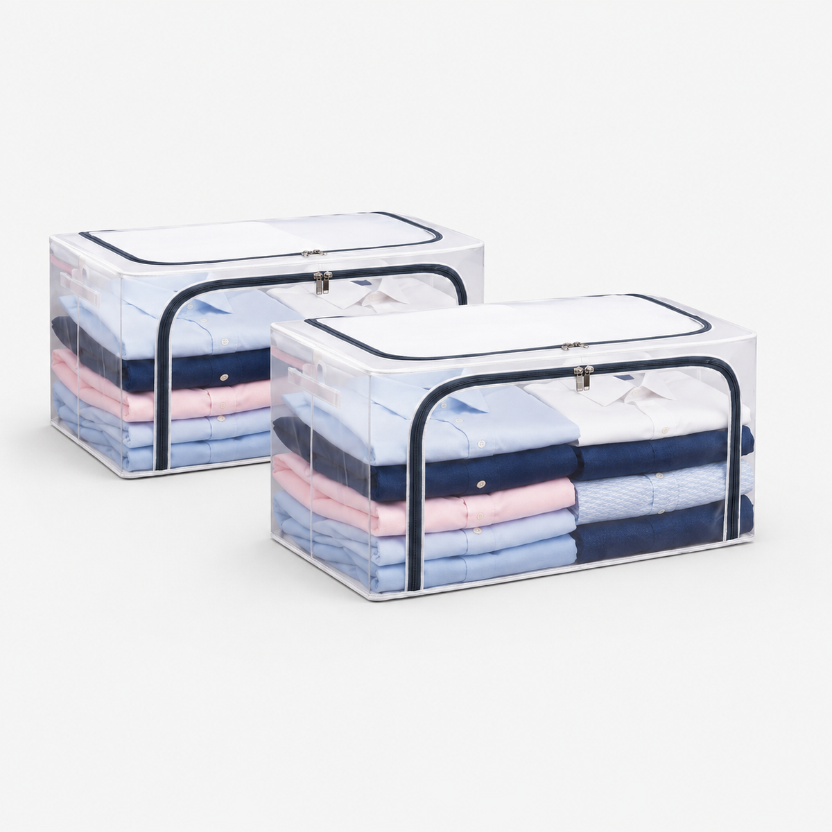 Polycotton Clothes Storage Organizer Bins (Transparent, 24L-1 Pc)