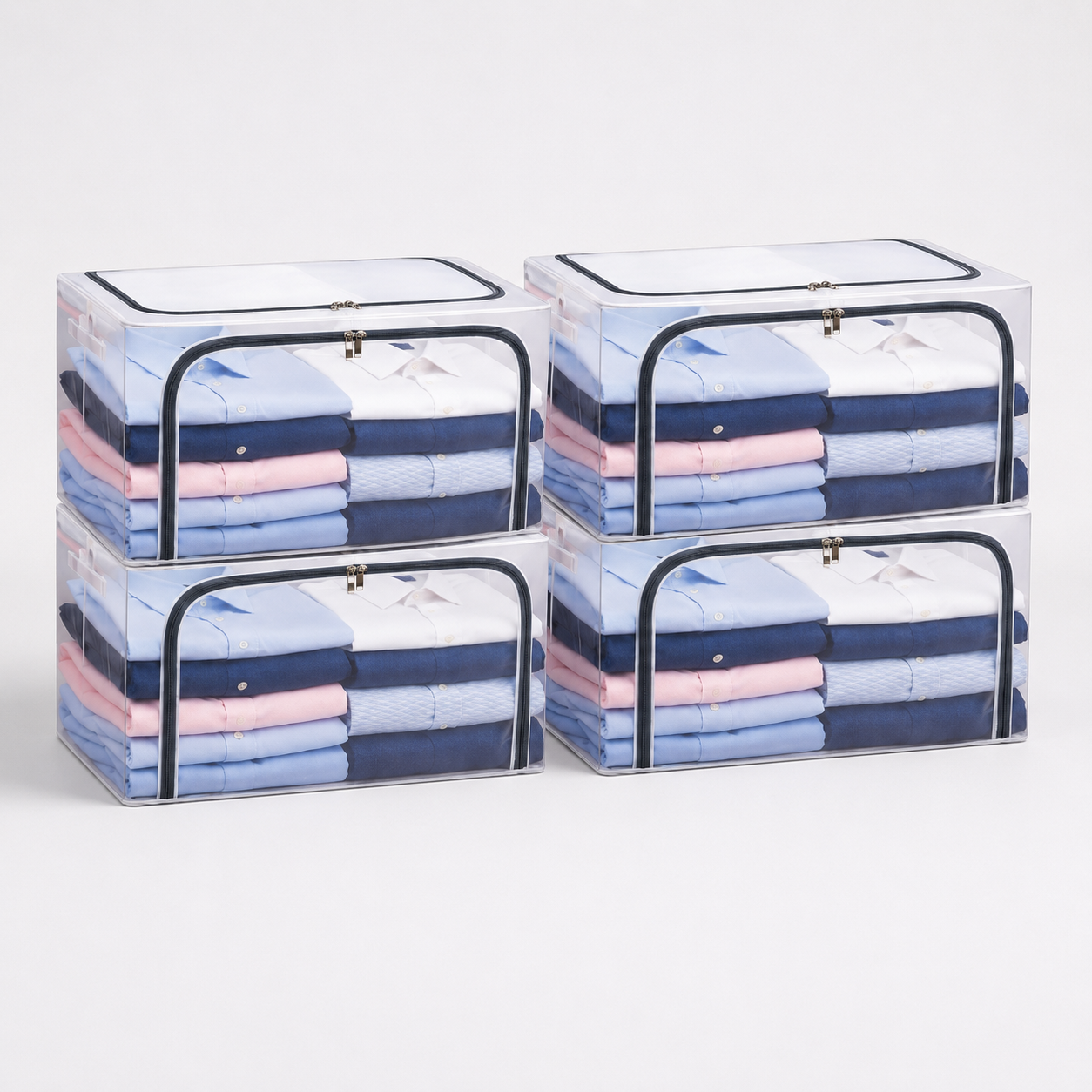 Polycotton Clothes Storage Organizer Bins (Transparent, 24L-1 Pc)
