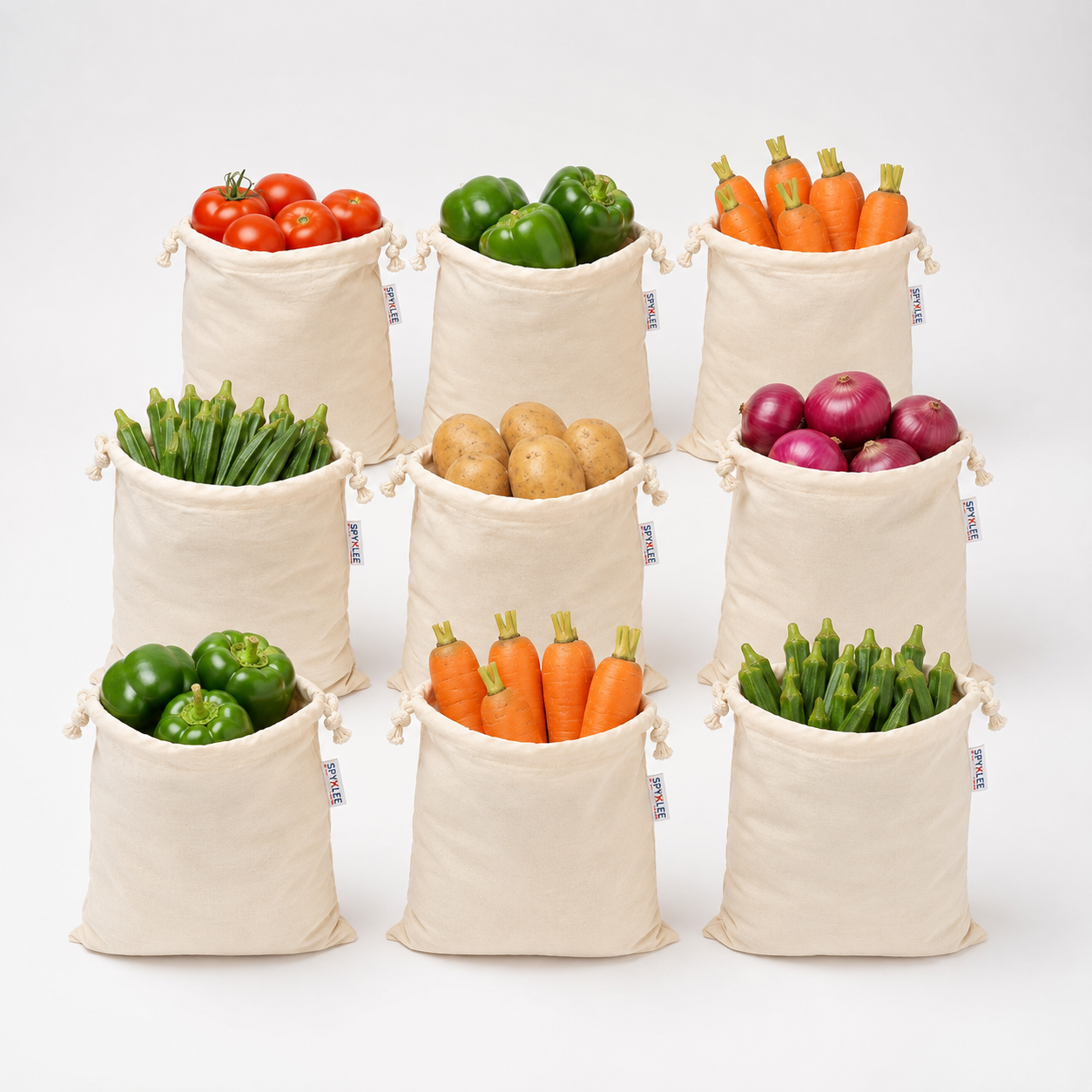 Eco-Friendly Washable Grocery & Produce Bags for Fruits, Vegetables & Kitchen Storage (Large,Medium & Small Size Bags)