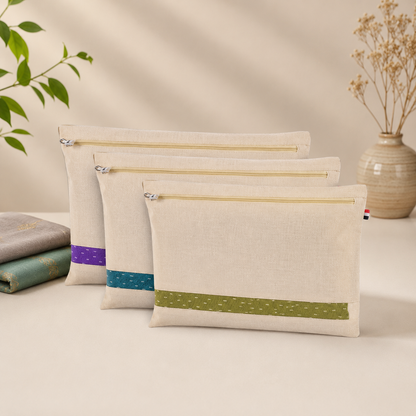 Cotton Saree Covers Set of 3 (16 X 14 Inches) Beige