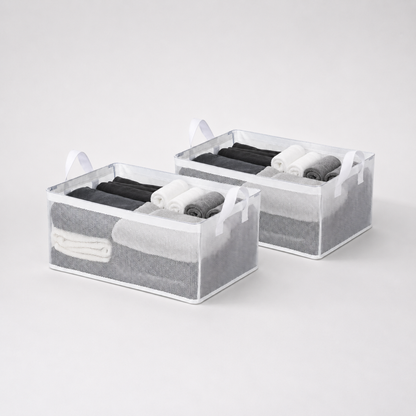 Collapsible Fabric Storage Cubes Organizer (Transparent)