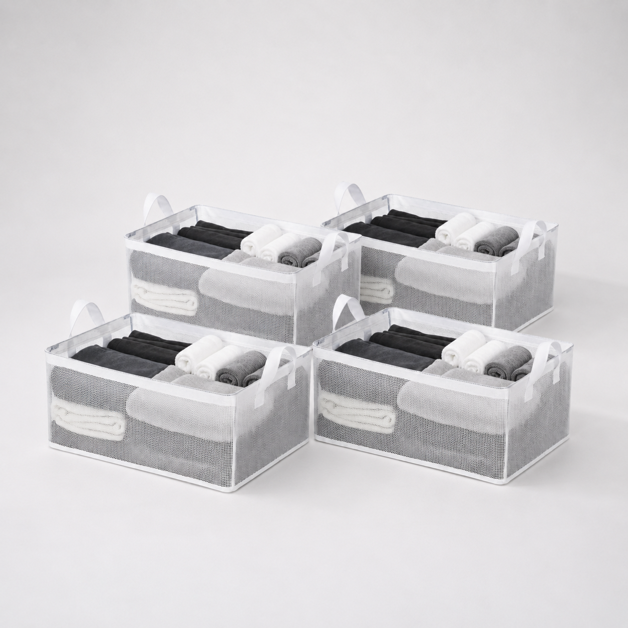 Collapsible Fabric Storage Cubes Organizer (Transparent)