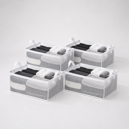 Collapsible Fabric Storage Cubes Organizer (Transparent)