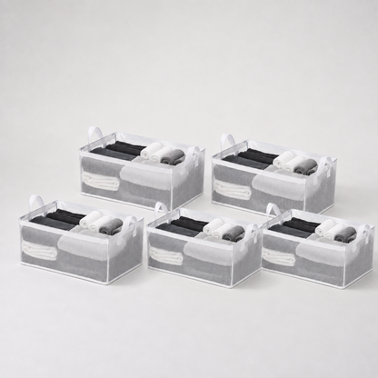 Collapsible Fabric Storage Cubes Organizer (Transparent)