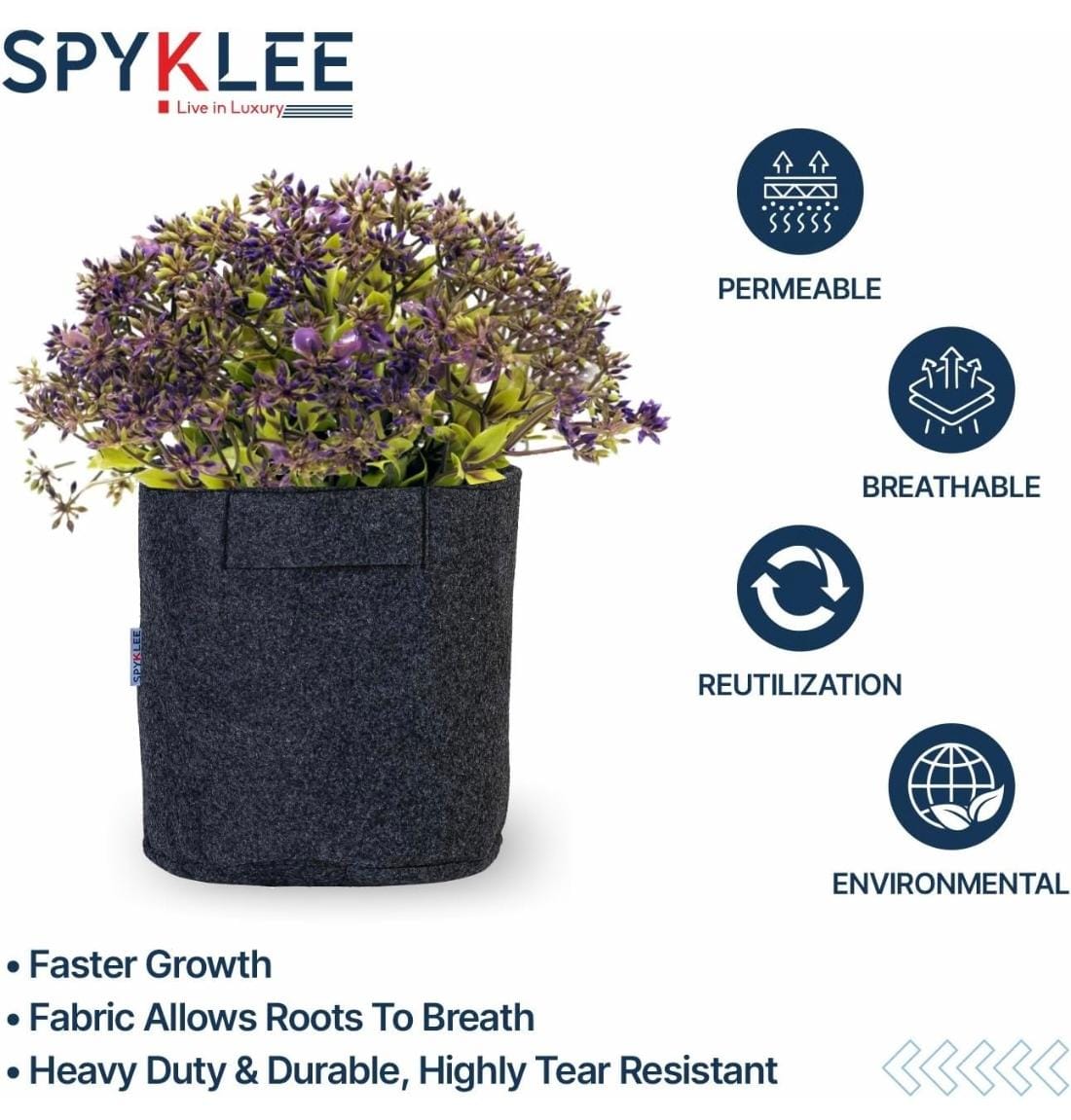 Felt Plant Grow Bag - Dark Grey(8X8 Inches)