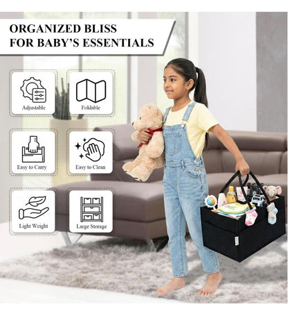 Baby Diaper Caddy Organizer - Black