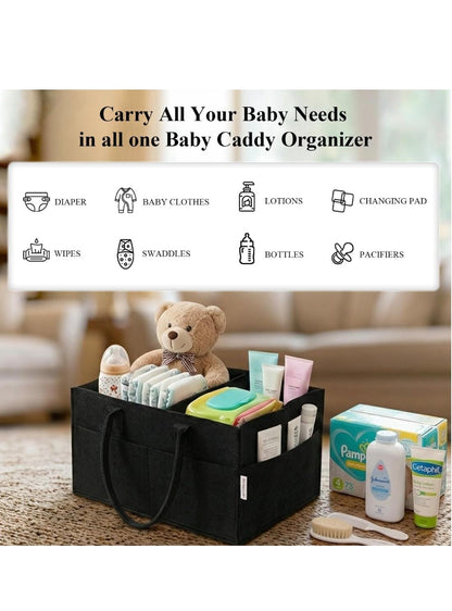 Baby Diaper Caddy Organizer - Black