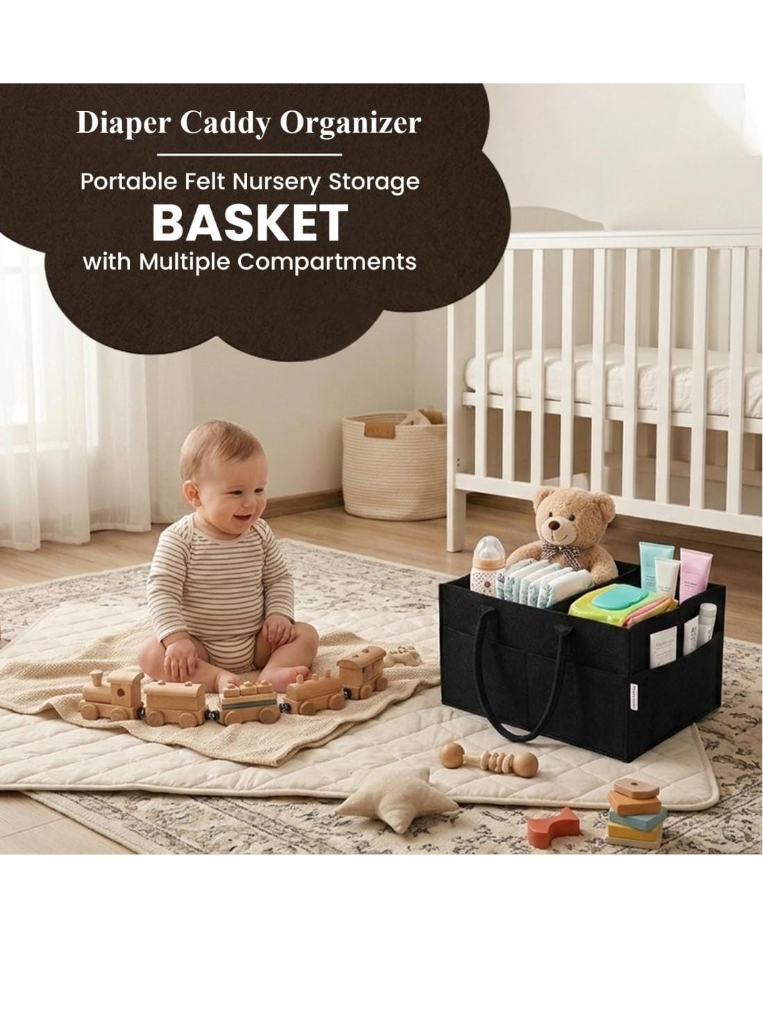Baby Diaper Caddy Organizer - Beige