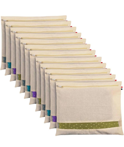Cotton Saree Covers  Set Of - 12 (16 X 14 Inches)  Beige