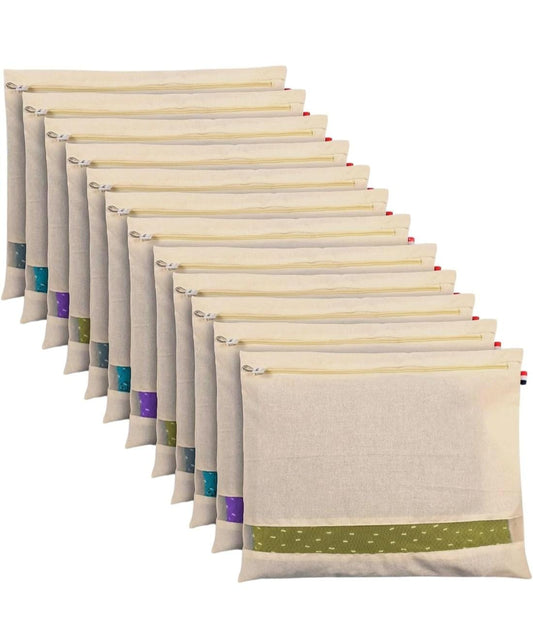 Cotton Saree Covers  Set Of - 12 (16 X 14 Inches)  Beige