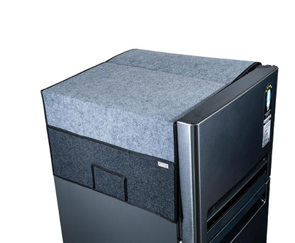 Refrigerator Top Cover with 5 Storage Side Pockets(Black-Grey,35X24Inches)