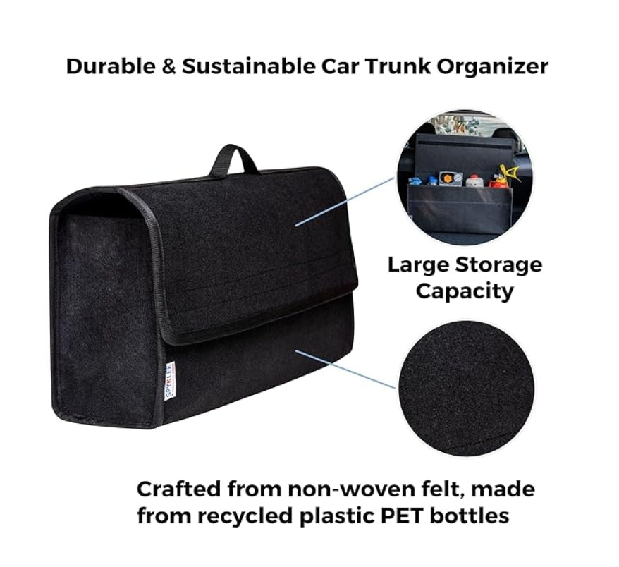 Foldable Car Trunk Organizer for Any Vehicle - Dark Black (Large)
