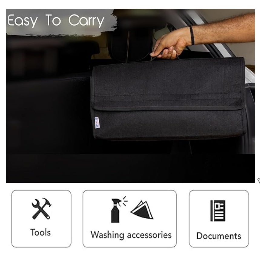 Foldable Car Trunk Organizer for Any Vehicle - Dark Black (Large)
