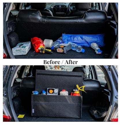 Foldable Car Trunk Organizer for Any Vehicle - Dark Black (Large)