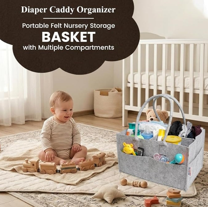 Baby Diaper Caddy Organizer - Grey