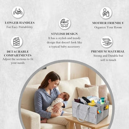 Baby Diaper Caddy Organizer - Grey
