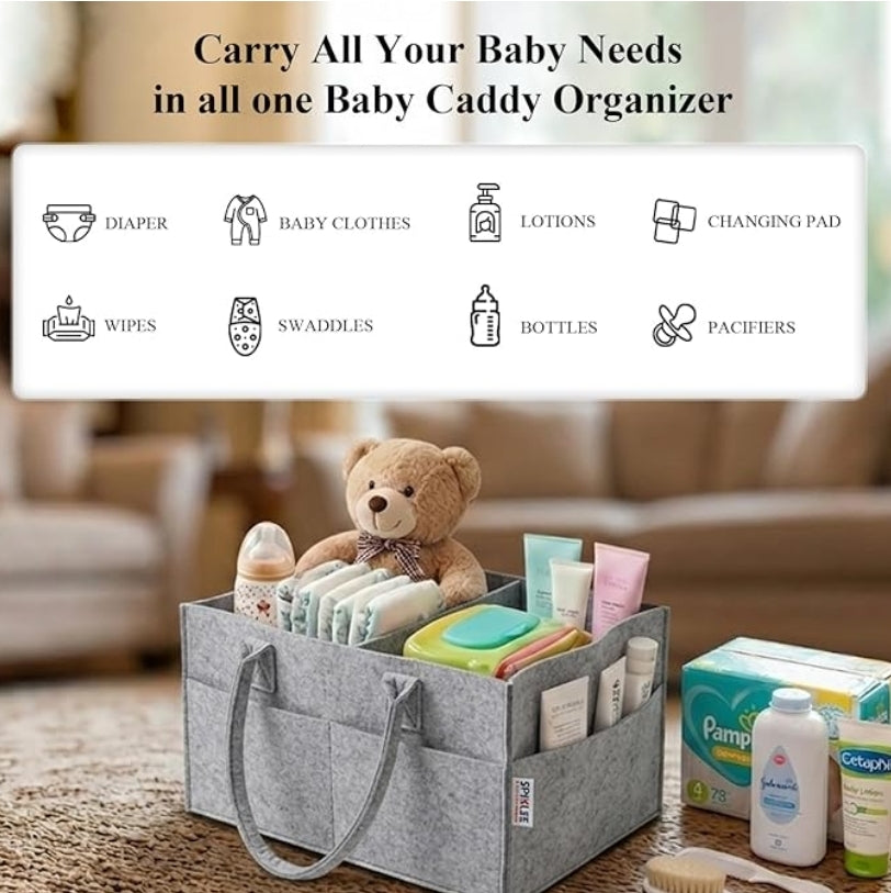 Baby Diaper Caddy Organizer - Grey