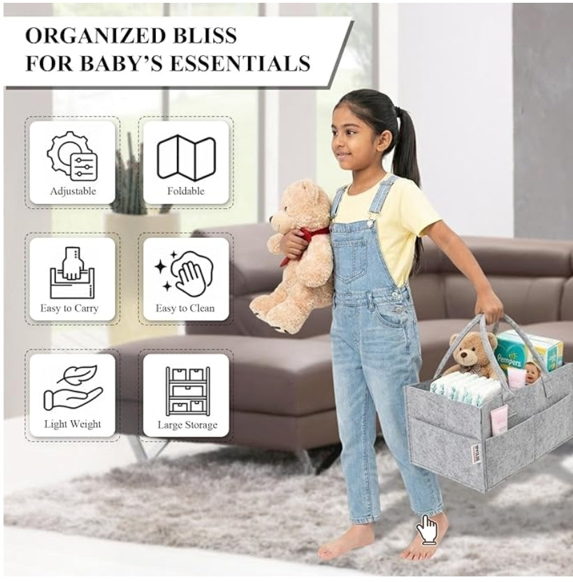 Baby Diaper Caddy Organizer - Grey