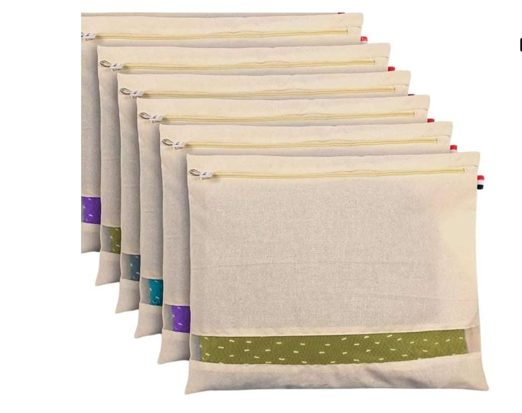 Cotton Saree Covers  Set Of - 6 (16 X 14 Inches) Beige