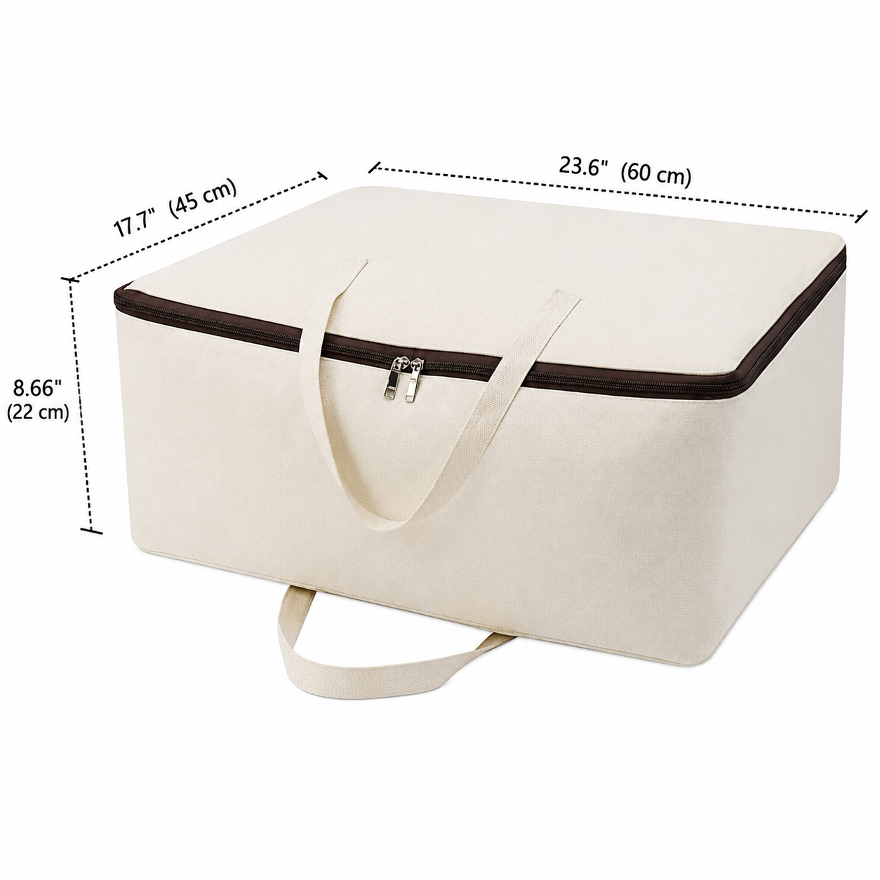 Pack of 2 Cotton Canvas Foldable Storage Bags for Clothes, Blankets & Quilts – 60 x 45 x 22 cm, Off-White