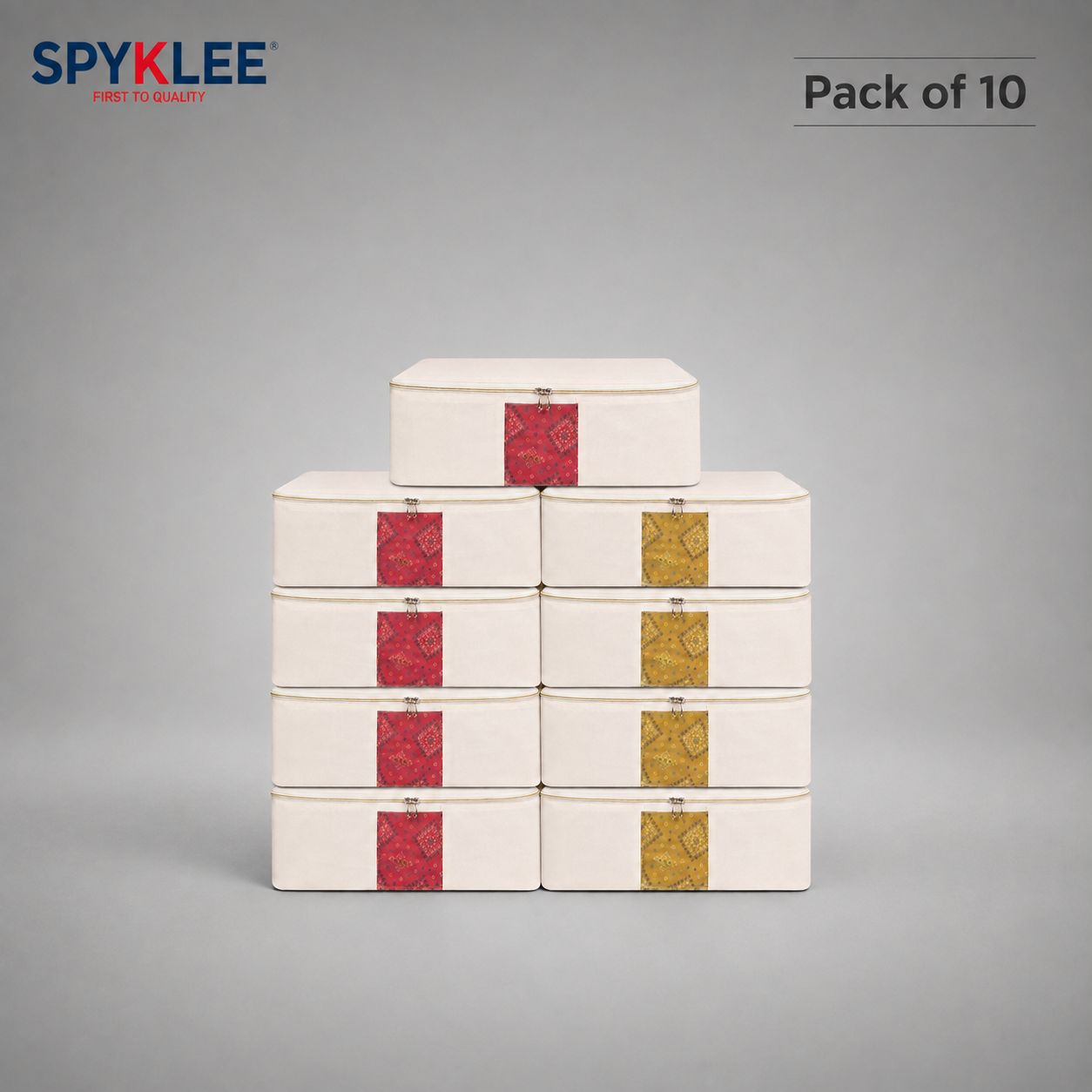 Pack of 10 Cotton Clothes Storage Bags With Zipper | Cotton Canvas Bags for Sarees, Lehengas & Dresses | Large Washable & Reusable Storage Bags – Off White