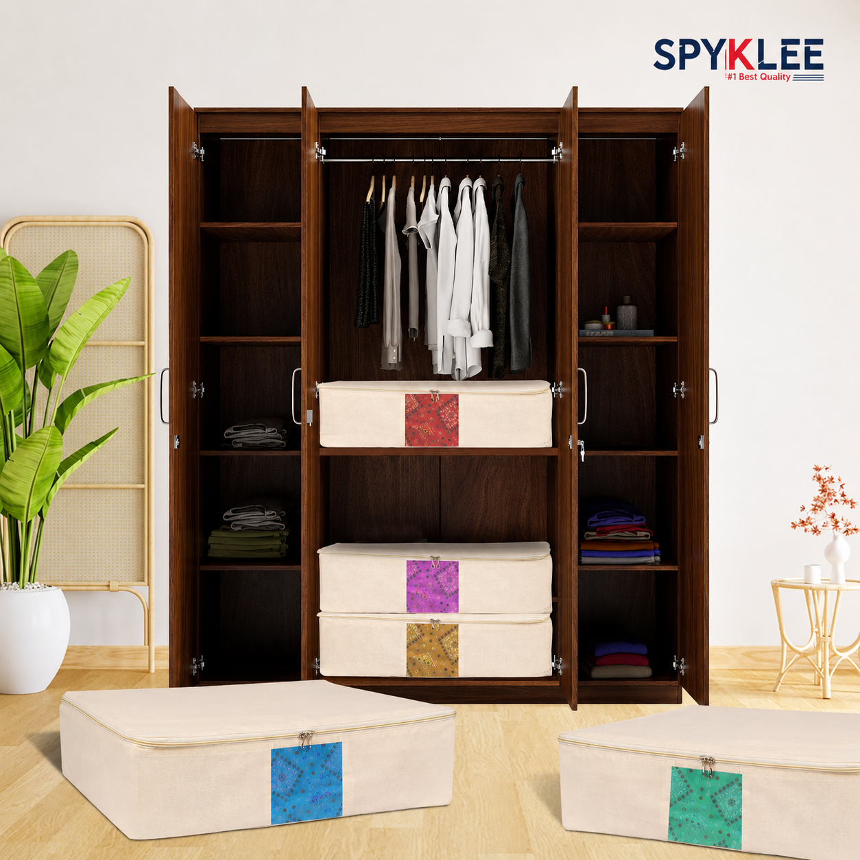 Pack of 10 Cotton Clothes Storage Bags With Zipper | Cotton Canvas Bags for Sarees, Lehengas & Dresses | Large Washable & Reusable Storage Bags – Off White