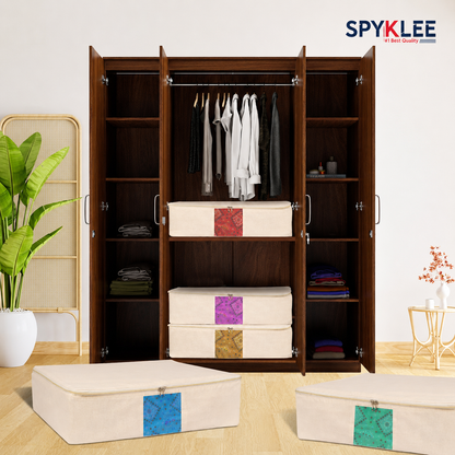 Pack of 10 Cotton Clothes Storage Bags With Zipper | Cotton Canvas Bags for Sarees, Lehengas & Dresses | Large Washable & Reusable Storage Bags – Off White