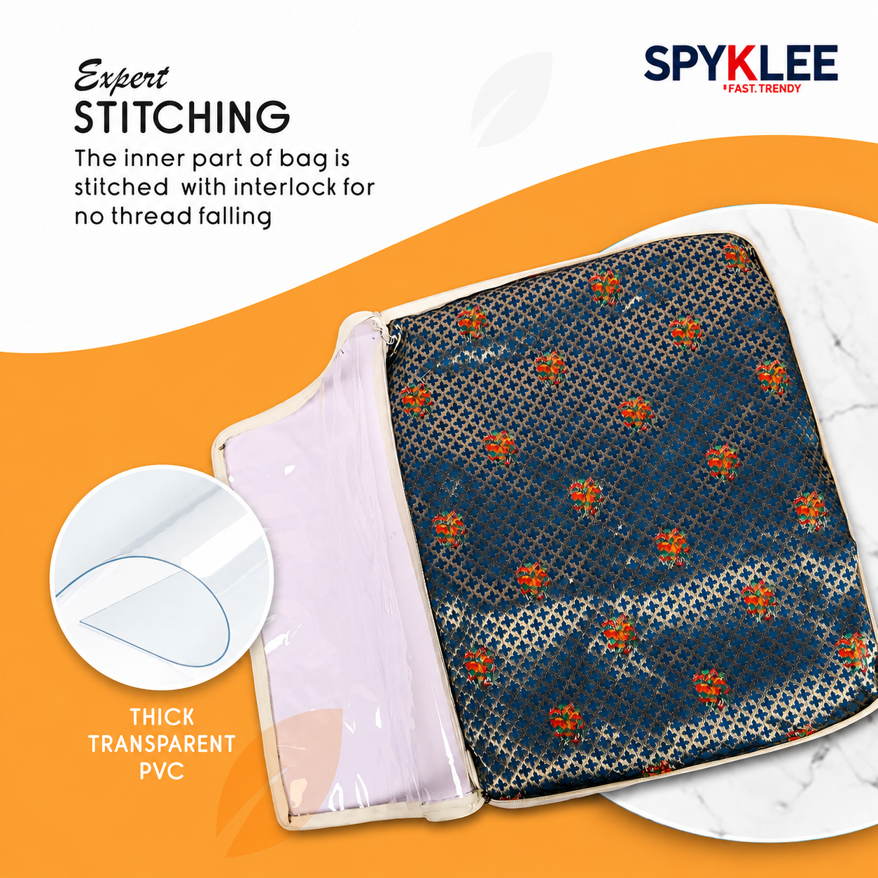 Pack of 2 Cotton Clothes Storage Bags With Zip | Saree & Lehenga Covers | Wardrobe Organizer for Dresses | Washable & Reusable | 17 x 14 x 7 Inches, Off-White