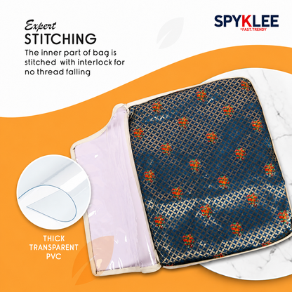 Pack of 2 Cotton Clothes Storage Bags With Zip | Saree & Lehenga Covers | Wardrobe Organizer for Dresses | Washable & Reusable | 17 x 14 x 7 Inches, Off-White
